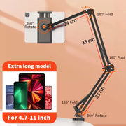 Tablet Holder for Bed with 90cm Metal Arm 360° Rotating Bed Tablet Mount